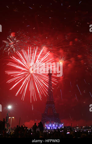 fireworks at Eiffel tower in Lahore during happy new year celebrations ...