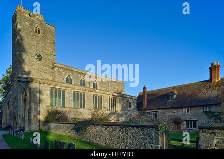 Priory Farmhouse & Priory Church of Saint Mary, Deerhurst, Tewkesbury, Gloucestershire Stock Photo