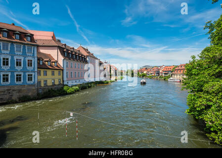 Fishermen's houses from the 19th century in Little Venice on the Regnitz river bank in Bamberg, Franconia, Germany Stock Photo