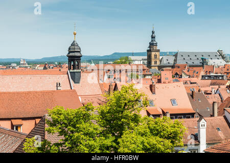 View over the old town of Bamberg, Germany. Historic city center of Bamberg is a listed UNESCO world heritage site. Stock Photo