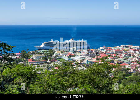 Luxury Cruise Ship docked in Rosseau Dominica Stock Photo