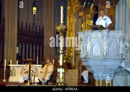 060528-N-9543M-001 New York, N.Y. (May 28, 2006) - Commander, Amphibious Group Two, Rear Adm. Garry Hall reads a passage from the Bible during a Catholic Mass honoring Armed Services members at St. Patrick's Cathedral in Manhattan, during New York Fleet Week 2006. Fleet Week has been sponsored by New York City since 1984 in celebration of the United States sea service. The annual event also provides an opportunity for citizens of New York City and the surrounding Tri-State area to meet Sailors, Marines, as well as witness first hand the latest capabilities of today’s Navy and Marine Corps. Fle