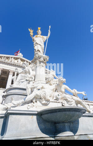 Wien, Vienna: Pallas-Athene fountain in front of the parliament building, Wien, Austria Stock Photo