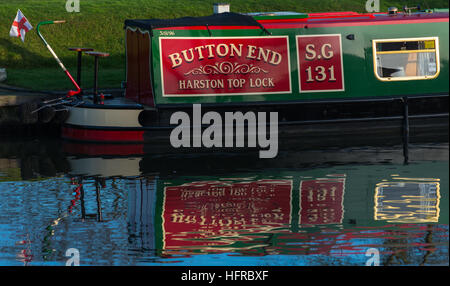 Canal boat on the Great Ouse river at Ely, Cambridgeshire, U|K. Stock Photo