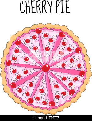 Cherry cake, birthday cake. Baking with cherries. vector illyustration Stock Vector