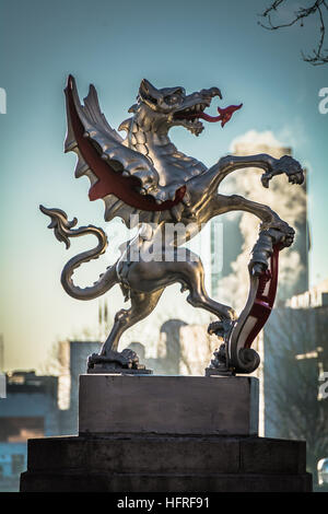 City Dragon statue marking the boundary between the City of Westminster ,to the West, and the City of London, to the east. Stock Photo
