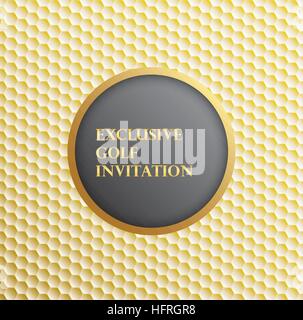 Exclusive golf tournament invitation graphic design. The design representing gold golf ball texture making it VIP and luxury.