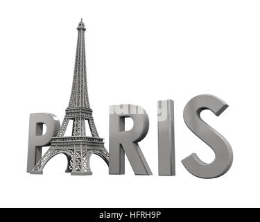 Eiffel Tower with Paris Text Stock Photo