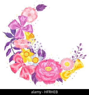 Decorative element with delicate flowers. Object for decoration wedding invitations, romantic cards Stock Vector