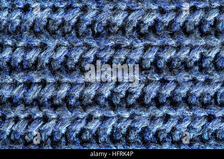 Blue Knitting Wool Texture Close Up Background Stock Photo