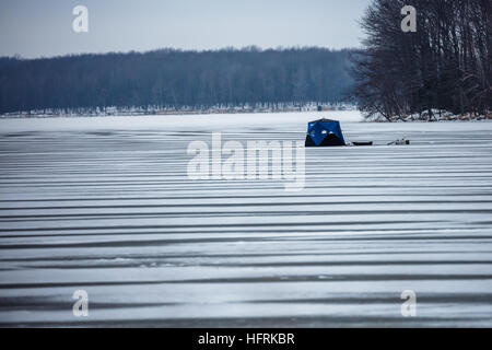 Tent For Winter Fishing On The Ice Ice Fishing Stock Photo