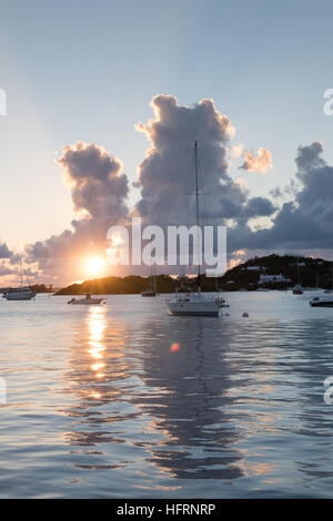Sunset & Yachts in Bermuda Stock Photo