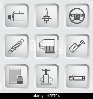 Car part and service icons set. Vector illustration. Stock Vector