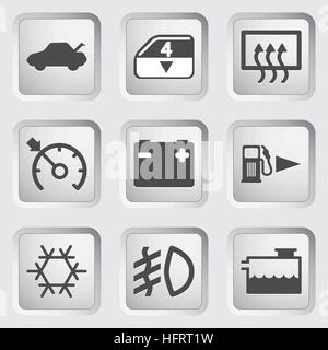 Icons for the control panel of the car. Vector illustration. Stock Vector