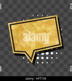 Square gold sparkle comic text bubble Stock Vector