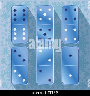 Domino icon illustration of six pieces snowflake. FOR USE design, decoration, printing, smart phone, website, etc Stock Vector