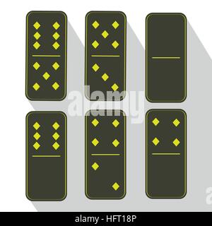 Domino icon illustration of six pieces of green and three of five. FOR USE design, decoration, printing, smart phone, website, etc. Stock Vector