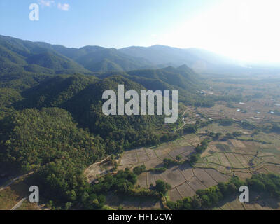 Arncroach Aerial view from drone of landscape of small island and view of Loch Ba ...