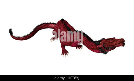 3D rendering of a red Eastern dragon isolated on white background Stock Photo