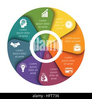 Pie chart diagram data Elements For Template infographics eight position Stock Vector