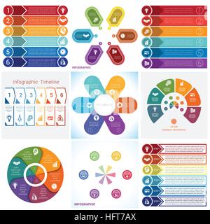 Collections Infographics Elements. Template for Six positions. Stock Vector