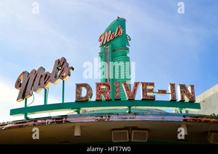 Mel's Drive-in Diner sign Stock Photo