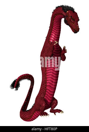 3D rendering of a red Eastern dragon isolated on white background Stock Photo