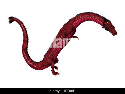 3D rendering of a red Eastern dragon isolated on white background Stock Photo