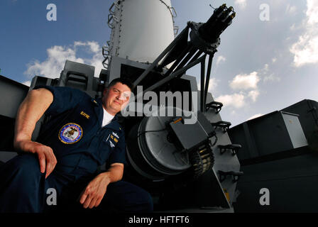 A Fire Controlman operates the Phalanx close-in weapon system (CIWS ...