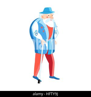 Vector old grandfather on a white background Stock Vector