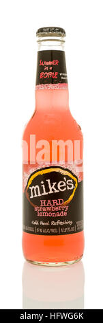 Winneconne, WI - 21 December 2016: Bottle of Mike's hard strawberry lemonade on an isolated background. Stock Photo