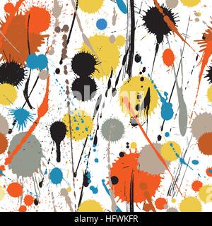 Vector seamless tile of colorful paint drips and drops Stock Vector