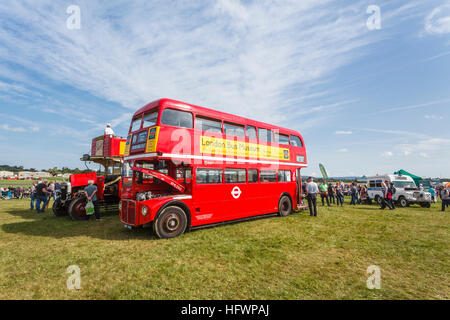 Vintage 1968 red AEC Routemaster London bus RML2760 on display at Dunsfold Wings & Wheels Air Show, Surrey, UK Stock Photo
