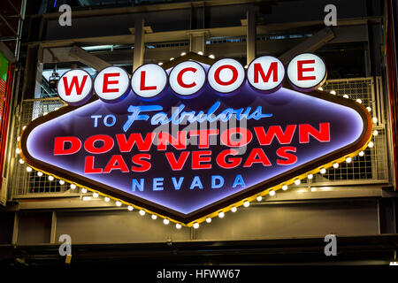 Las Vegas - Circa December 2016: Welcome to Fabulous Downtown Las Vegas sign on Fremont Street I Stock Photo