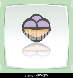 Vector outline fruit ice cream food icon on white flat square plate. Elements for mobile concepts and web apps. Modern infographic logo and pictogram. Stock Vector