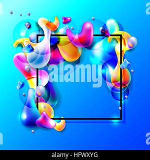 abstract bright colorful plasma drops shapes with a black square Stock Vector