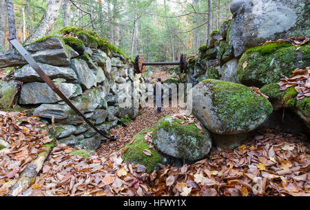 Remnants of an old mill along Talford Brook at Thornton Gore in Thornton, New Hampshire during the autumn months. Stock Photo