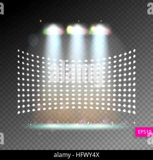 scene illumination show, bright lighting with spotlights, floodl Stock Vector
