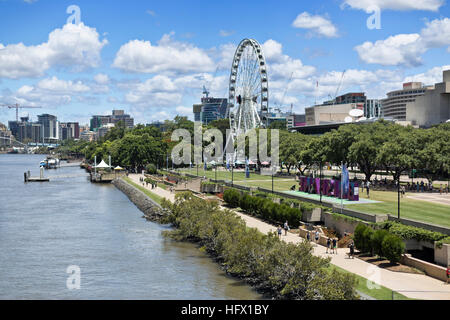 The Wheel of Brisbane is an almost 60 metres tall ferris wheel installed in South Bank Parklands, Brisbane, Australia. Stock Photo