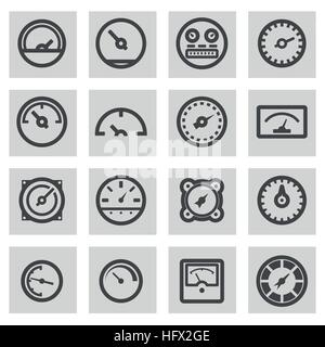 Vector line meter icons set on grey background Stock Vector