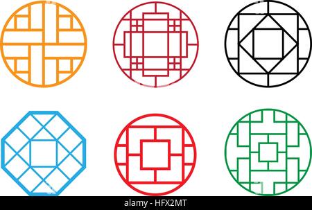 Circle Chinese pattern window frame, vector design Stock Vector