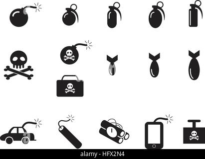 TNT and Poison bomb icons in silhouette style, vector Stock Vector