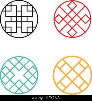 Set of Circle Korean pattern window frame, vector Stock Vector