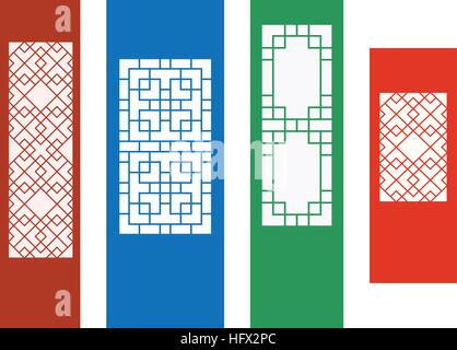 Korean ornament for wall, and window in flat, vector Stock Vector