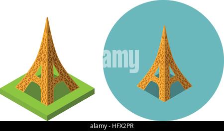 Eiffel tower icons in flat isometric style, vector design Stock Vector