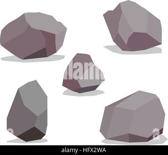 Big Rock stone cartoon in isometric 3d flat style, vector Stock Vector