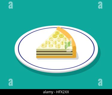 Banana cheese cake in 3D cartoon style, vector design Stock Vector
