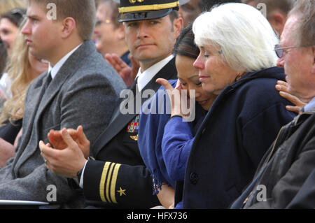 090326-N-5366K-199 SAN DIEGO (March 26, 2009) Donna Axelson, mother of fallen Navy SEAL Sonar Technician (Surface) 2nd Class (SEAL) Matthew Axelson, comforts her daughter-in-law, Maria 'Patsy' Axelson, during the Pacific Beacon unaccompanied personnel housing dedication ceremony in San Diego. The buildings were named in honor of three fallen SEALs. Axelson and Gunner's Mate 2nd Class (SEAL) Danny Dietz, both killed during Operation Redwings in Afghanistan on June 28, 2005, and Interior Communications Electrician 1st Class (SEAL) Thomas Retzer, who was killed in Afghanistan, June 25, 2003 while Stock Photo