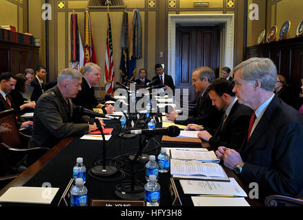 Department of the Navy service chiefs testify before the House Appropriations Committee on military construction, discussing quality of life, housing, and facilities for Sailors and Marines. Stock Photo