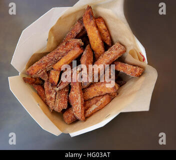 Sweet Potato Chips Take away fast food Stock Photo